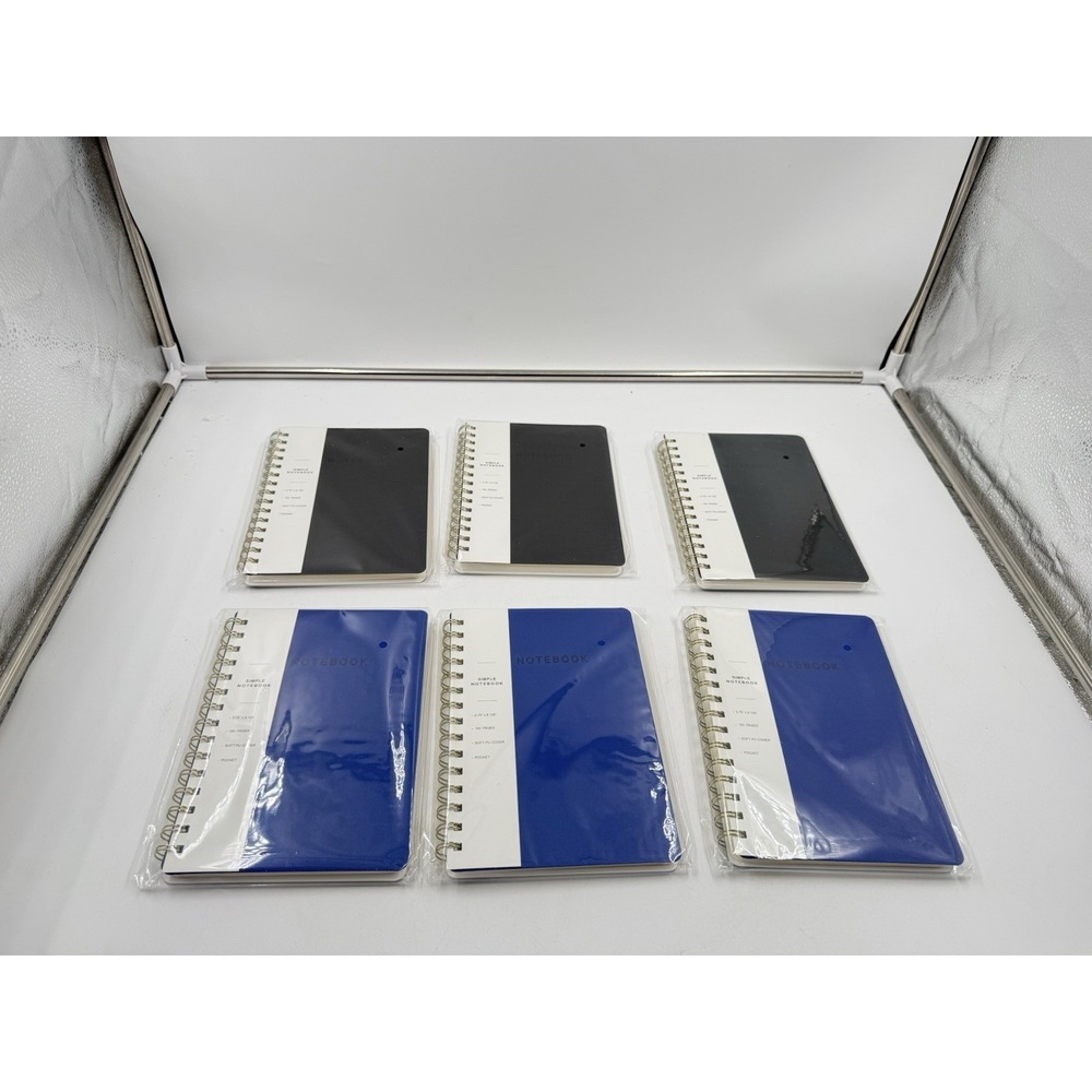 Spiral Notebook 5.75" X 8.125"‎ College Ruled Journal With Inner Pockets 6 Pack